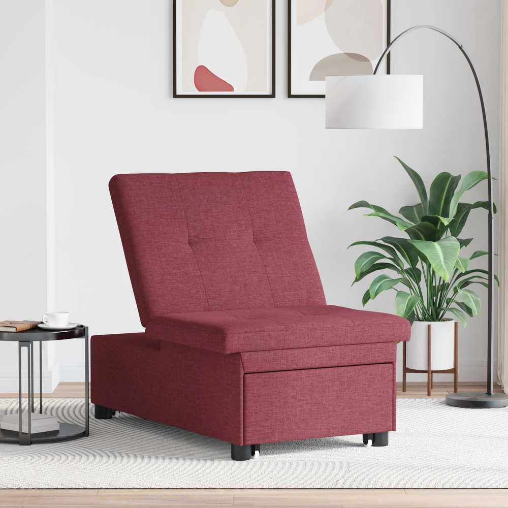 Ištraukiama sofa-lova Vyno raudona 194 x 50 x 82 cm audinys