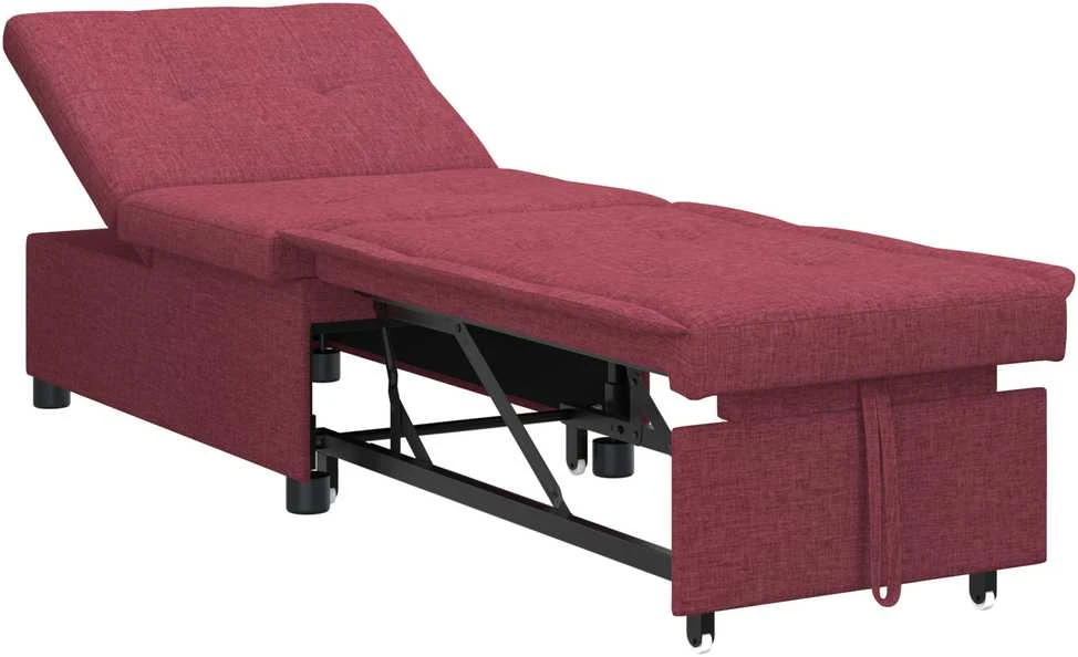 Ištraukiama sofa-lova Vyno raudona 194 x 50 x 82 cm audinys