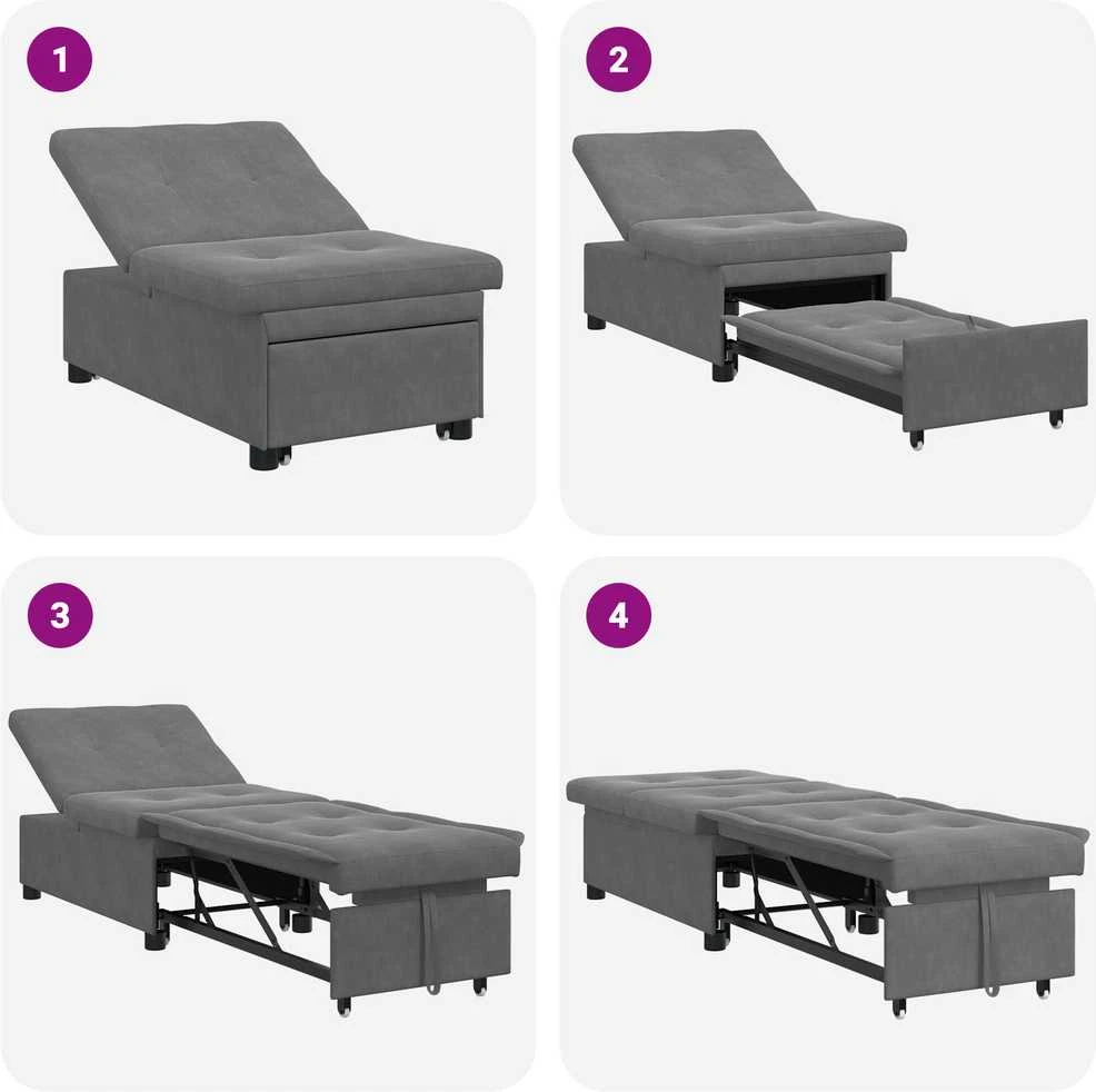Ištraukiama sofa-lova Tamsiai pilka 194 x 67 x 82 cm