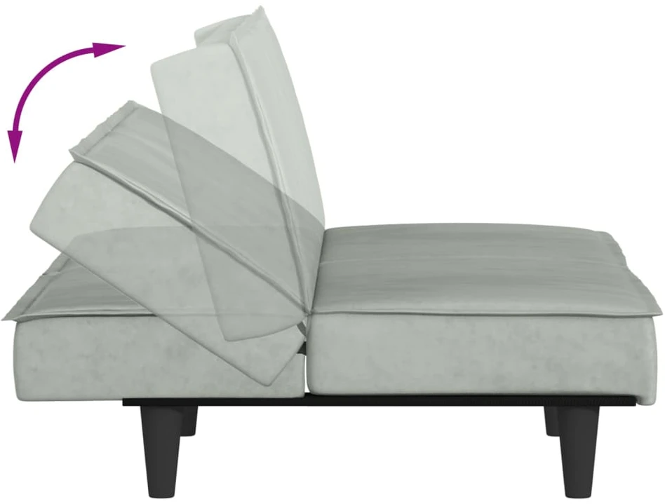 Sofa-lova, šviesiai pilkos spalvos, aksomas