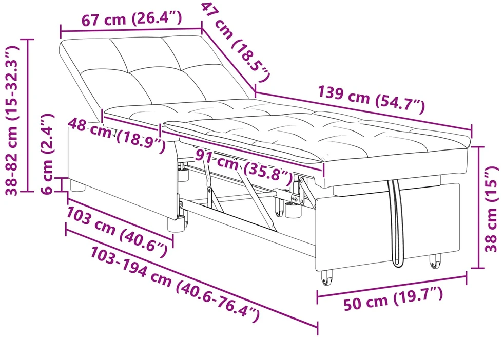 Sofa lova Tamsiai pilka 194 x 67 x 82 cm Aksomas