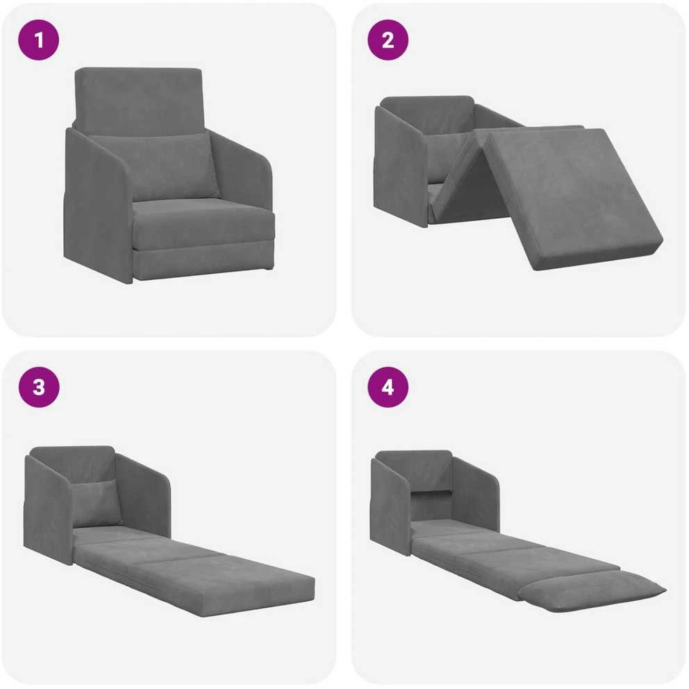 Sofa lova Tamsiai pilka 65 x 80 x 83 cm Aksomas