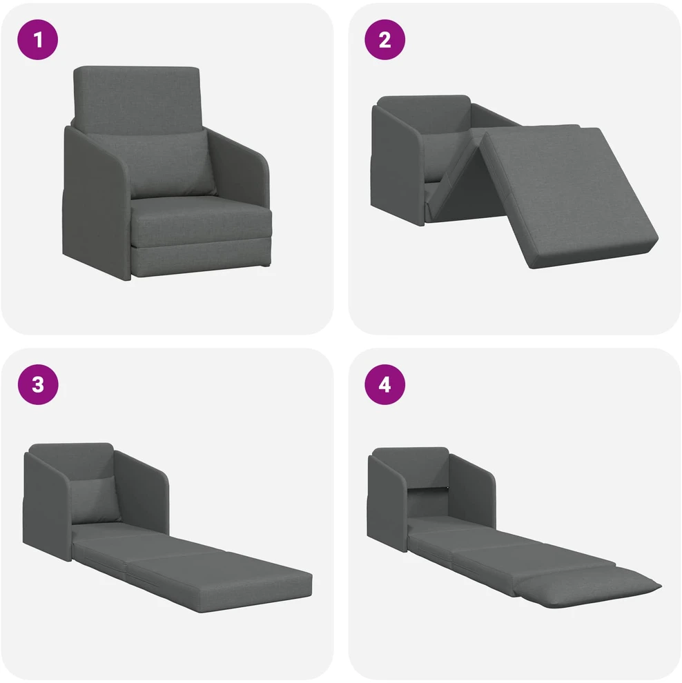 Sofa lova Tamsiai pilka 65 x 80 x 83 cm audinys