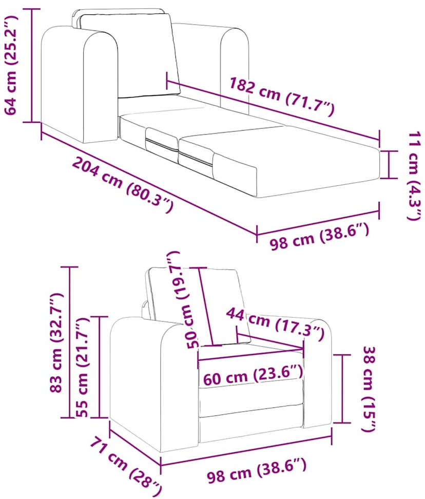 Sofa lova Tamsiai pilka 98 x 71 x 83 cm audinys