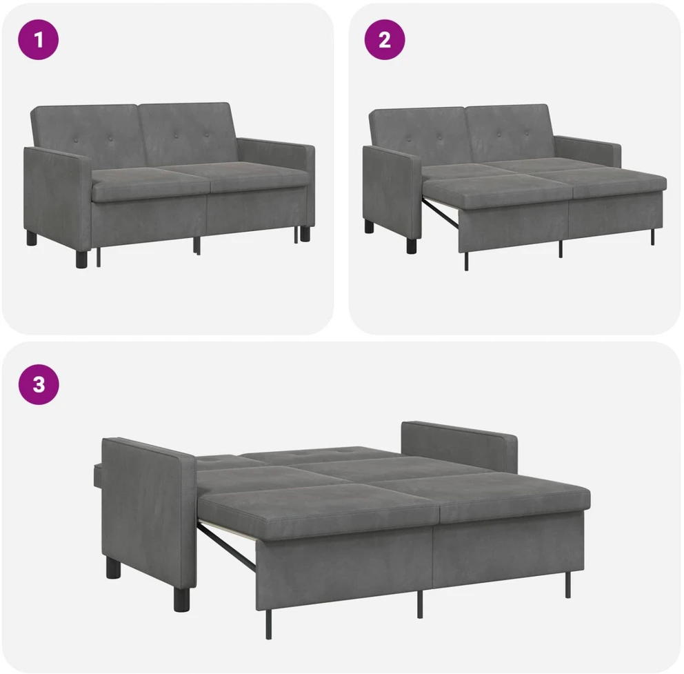 Sofa lova Tamsiai pilka Audinys