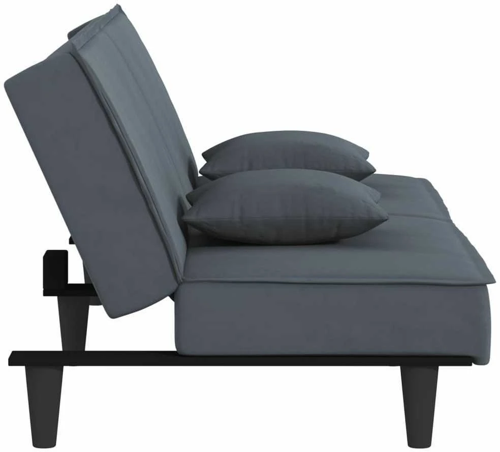 Sofa-lova, tamsiai pilkos spalvos, aksomas