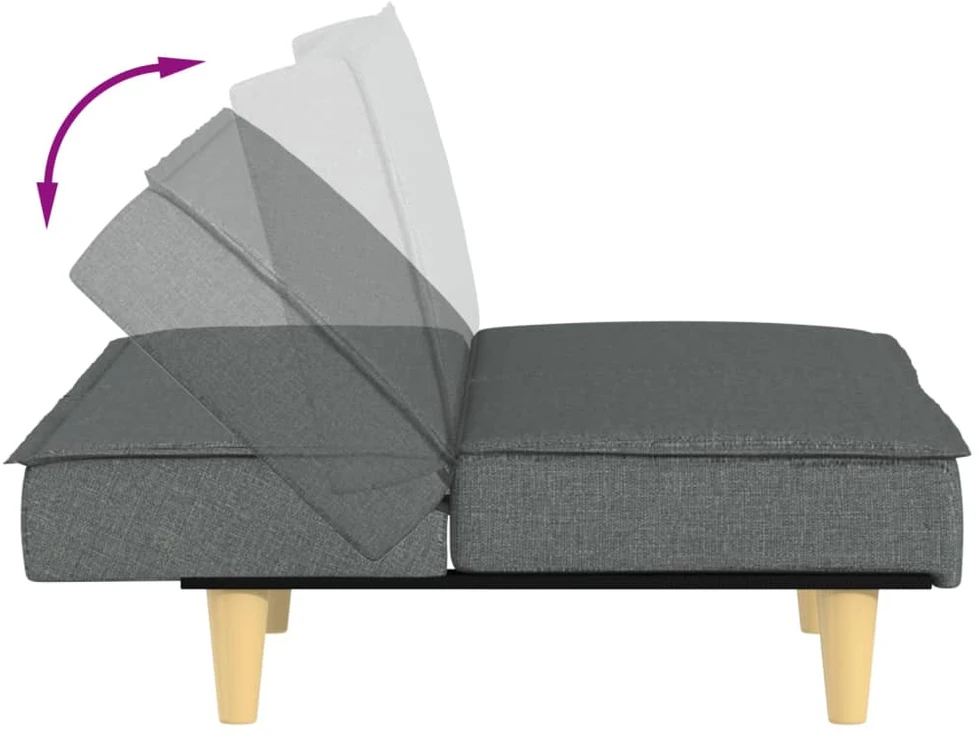 Sofa-lova, tamsiai pilkos spalvos, audinys