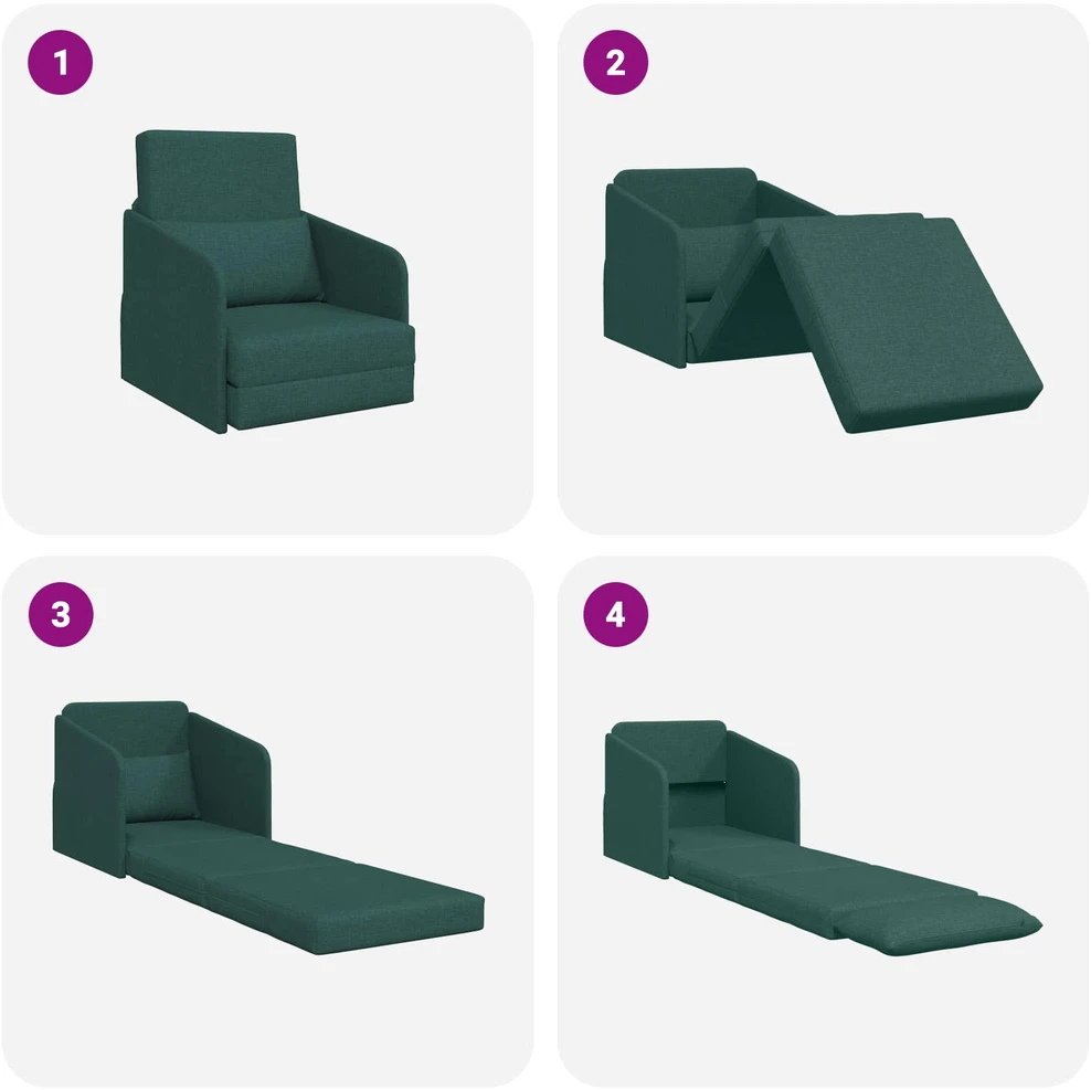 Sofa lova Tamsiai žalia 65 x 80 x 83 cm audinys