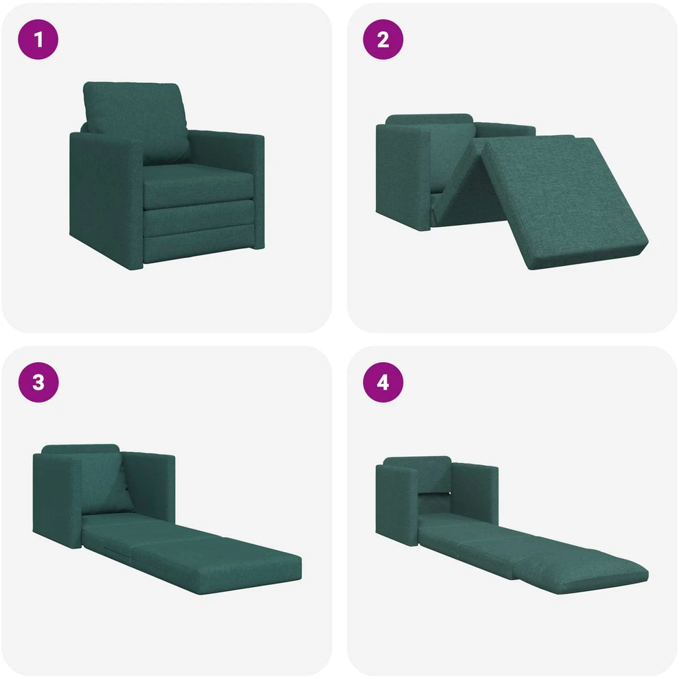 Sofa lova Tamsiai žalia 74 x 77 x 81 cm audinys