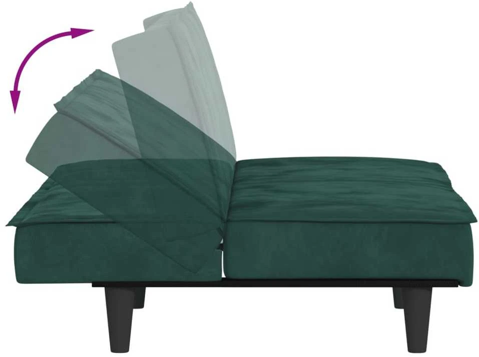 Sofa-lova, tamsiai žalios spalvos, aksomas