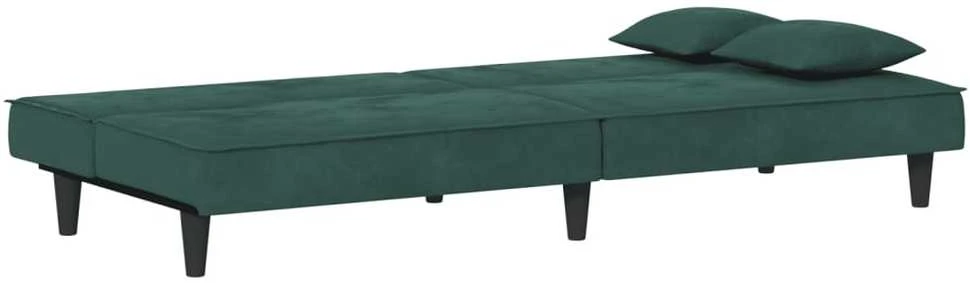 Sofa-lova, tamsiai žalios spalvos, aksomas