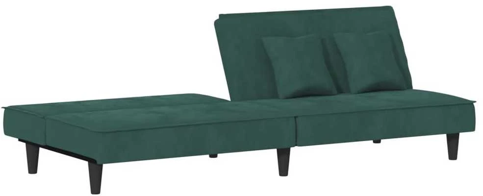 Sofa-lova, tamsiai žalios spalvos, aksomas