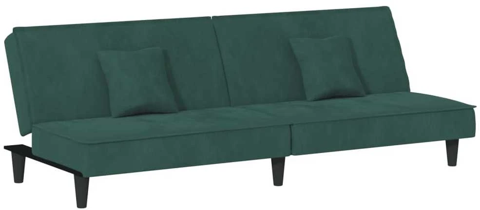 Sofa-lova, tamsiai žalios spalvos, aksomas