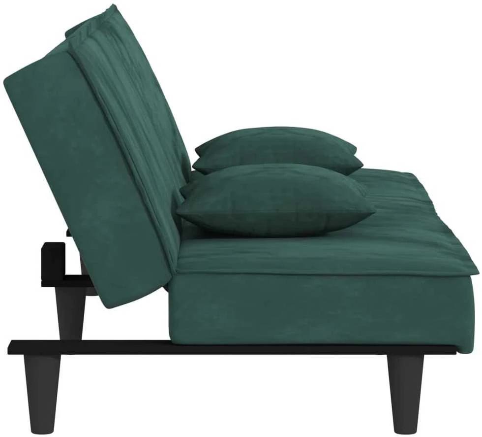 Sofa-lova, tamsiai žalios spalvos, aksomas