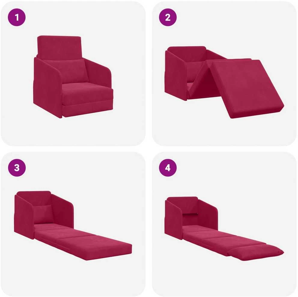 Sofa lova Vyno raudona 65 x 80 x 83 cm Aksomas