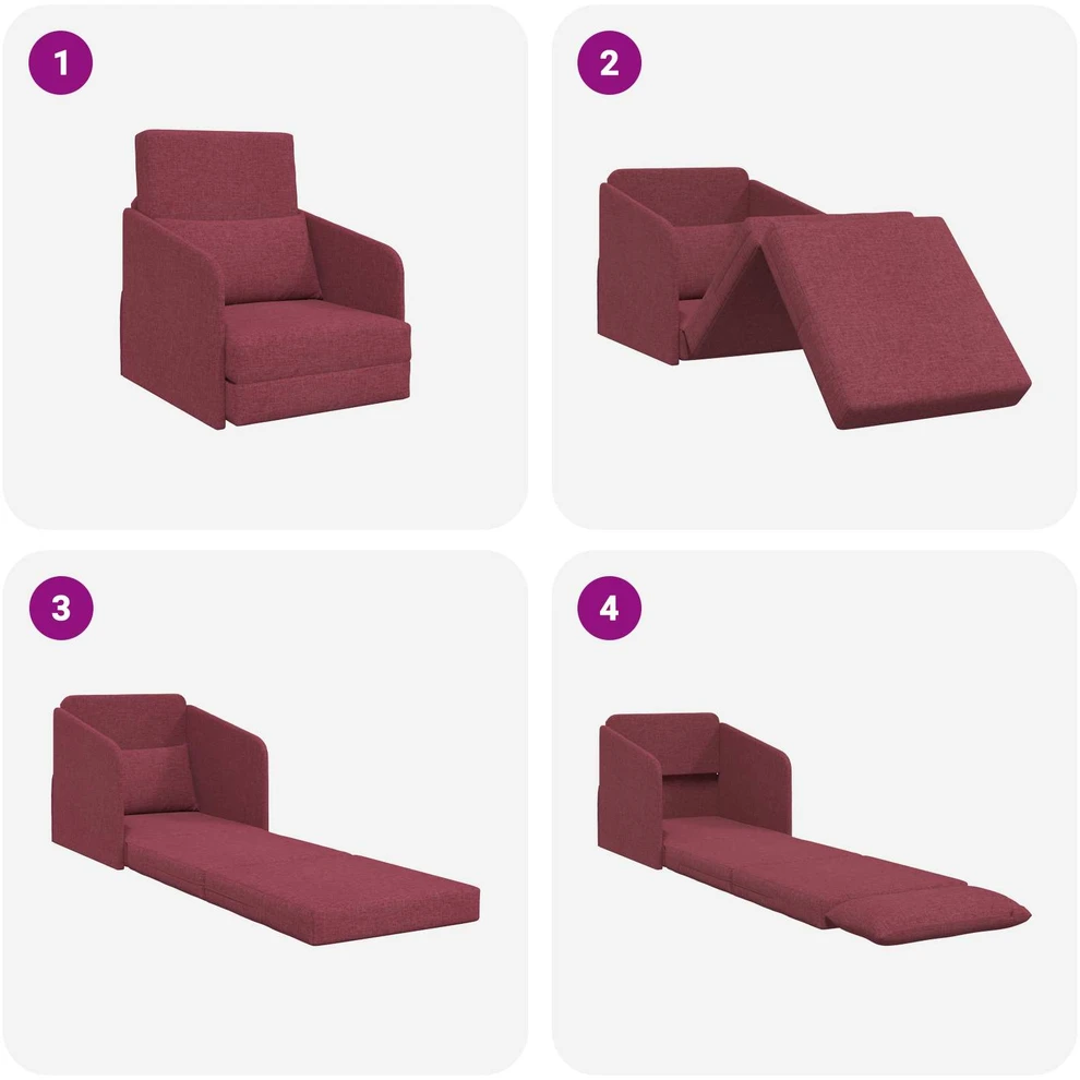 Sofa lova Vyno raudona 65 x 80 x 83 cm audinys