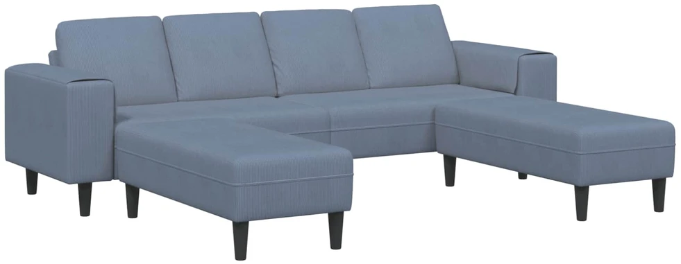 Sofa Mėlyna 250 x 188 x 76 cm Kordūrinis audinys