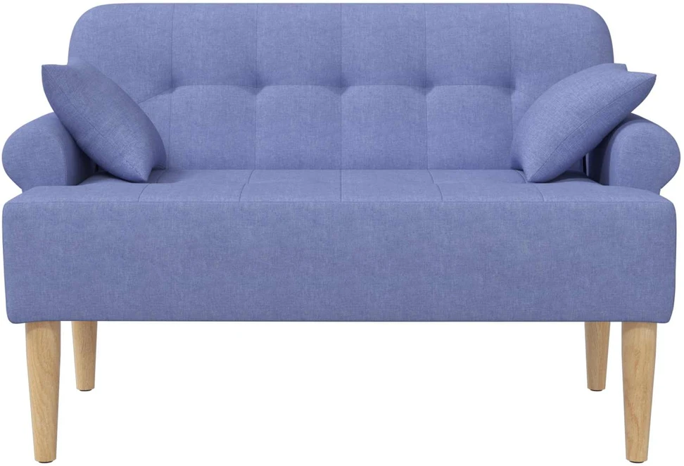 Sofa Minkštas kampas su mygtukų apmušalais Džinsinės mėlynos Audinys