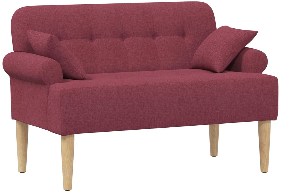 Sofa Minkštas kampas su mygtukų apmušalais Vyno raudona Audinys