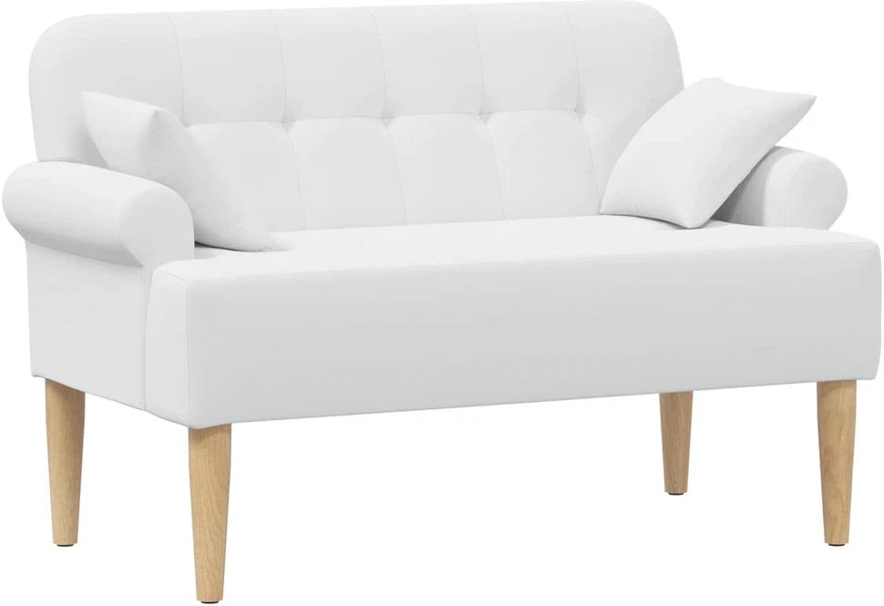 Sofa Minkštas kampas su mygtukų apmušalais Balta 120 x 65 x 79 cm