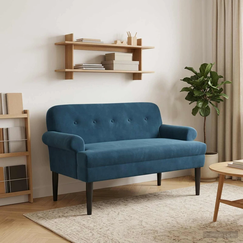 Sofa Minkštas kampas su mygtukų apmušalais Mėlyna 120 x 66 x 78 cm