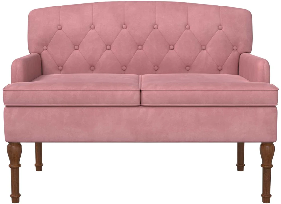 Sofa Minkštas kampas su mygtukų apmušalais Rožinė 111 x 65 x 79 cm