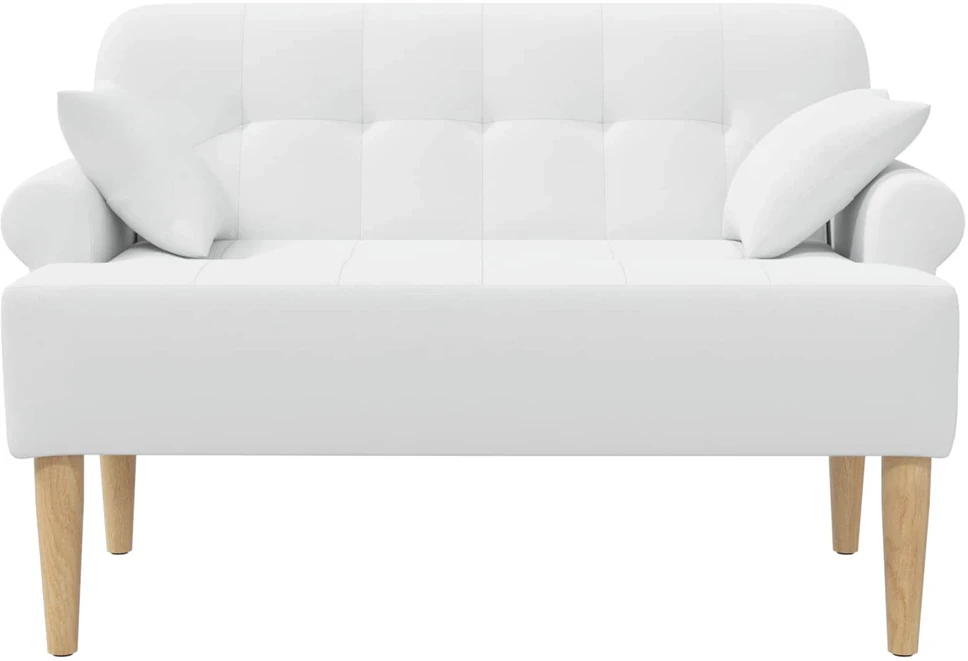 Sofa Minkštas kampas su mygtukų apmušalais Balta 120 x 65 x 79 cm