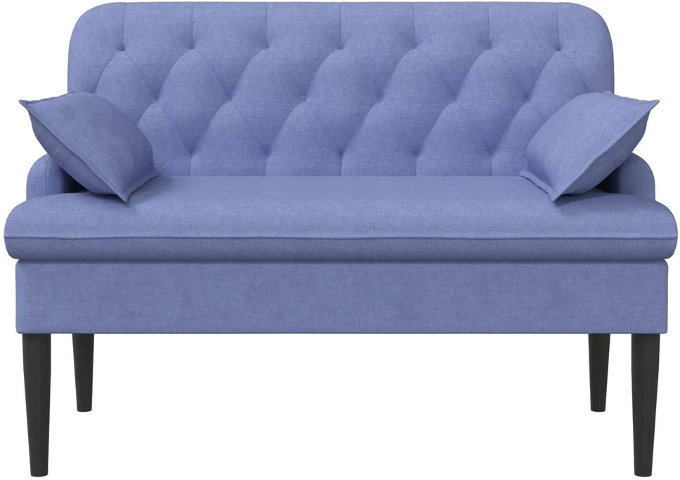 Sofa Minkštas kampas su mygtukų apmušalais Džinsinės mėlynos Audinys