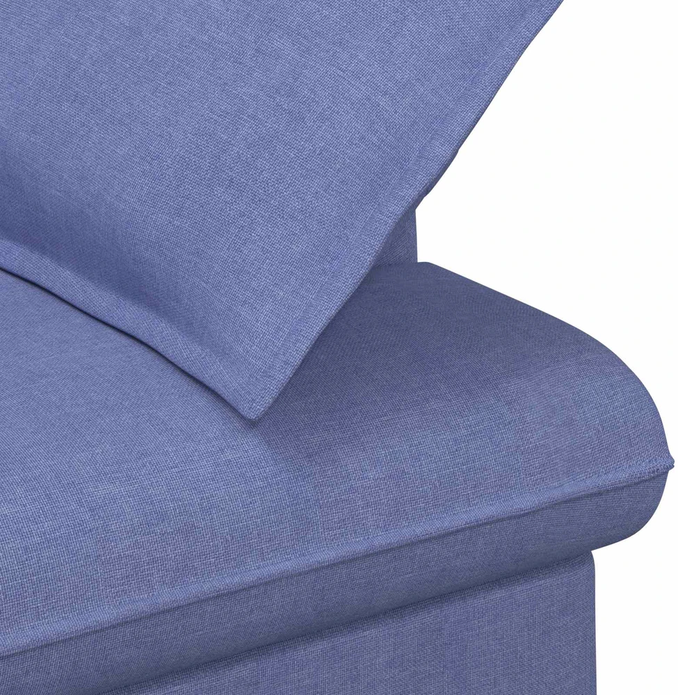 Sofa Minkštas kampas su mygtukų apmušalais Džinsinės mėlynos Audinys