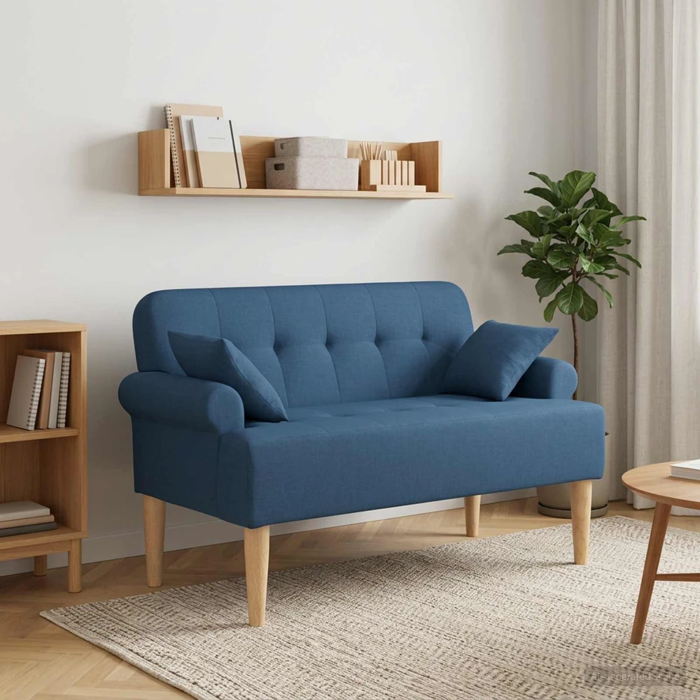 Sofa Minkštas kampas su mygtukų apmušalais Mėlyna 120 x 65 x 79 cm