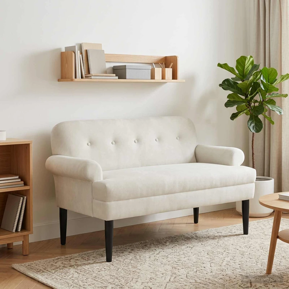 Sofa Minkštas kampas su mygtukų apmušalais Kreminė 120 x 66 x 78 cm