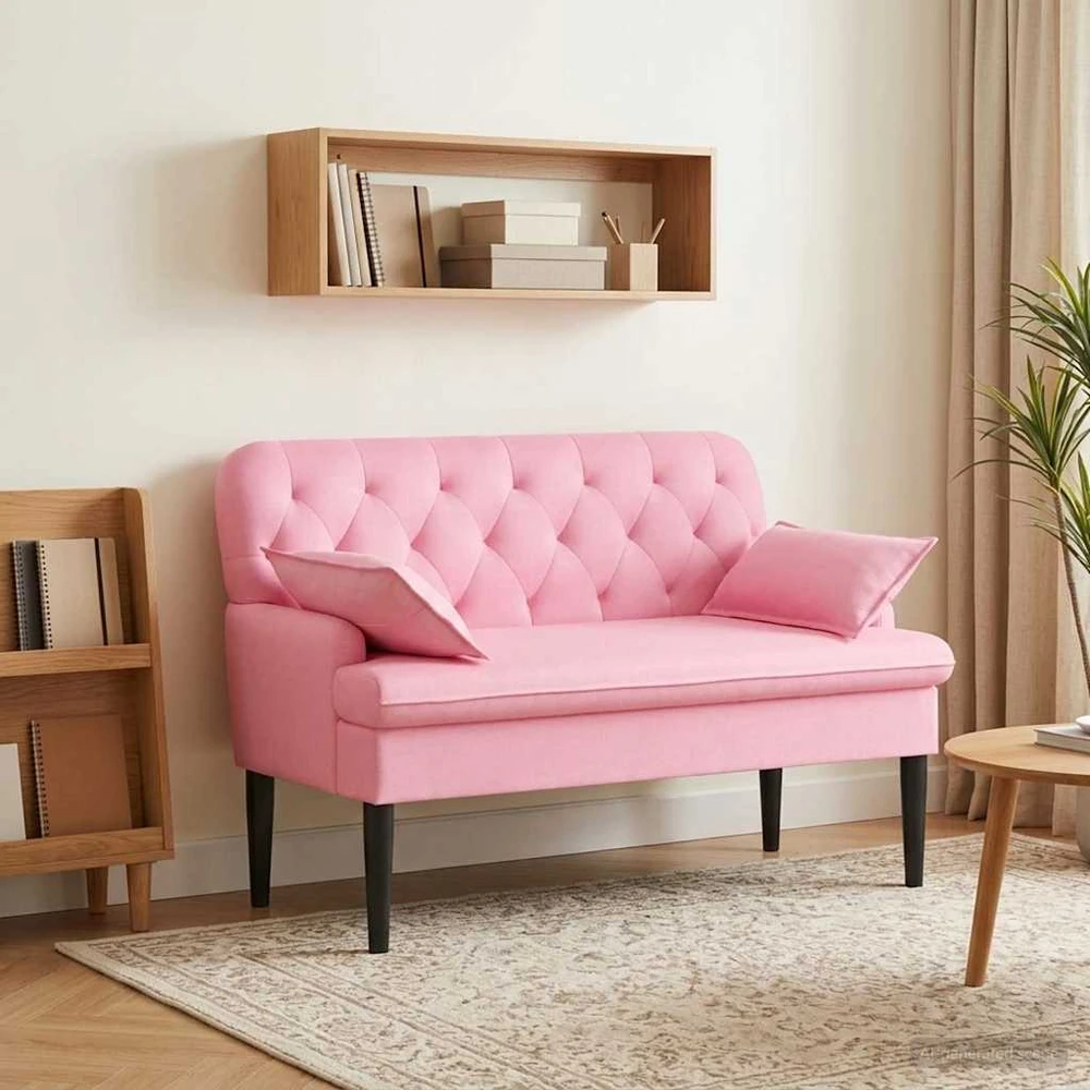 Sofa Minkštas kampas su mygtukų apmušalais Rožinė 111 x 68 x 80 cm