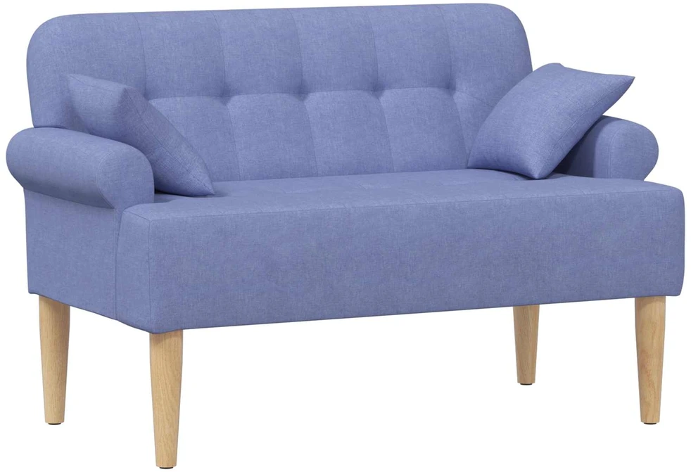 Sofa Minkštas kampas su mygtukų apmušalais Džinsinės mėlynos Audinys