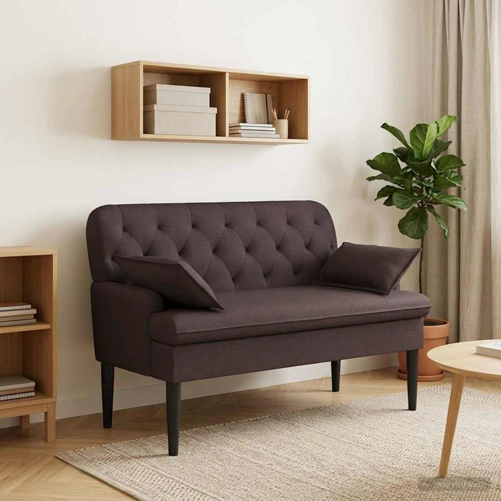 Sofa Minkštas kampas su mygtukų apmušalais Tamsiai rudas Audinys
