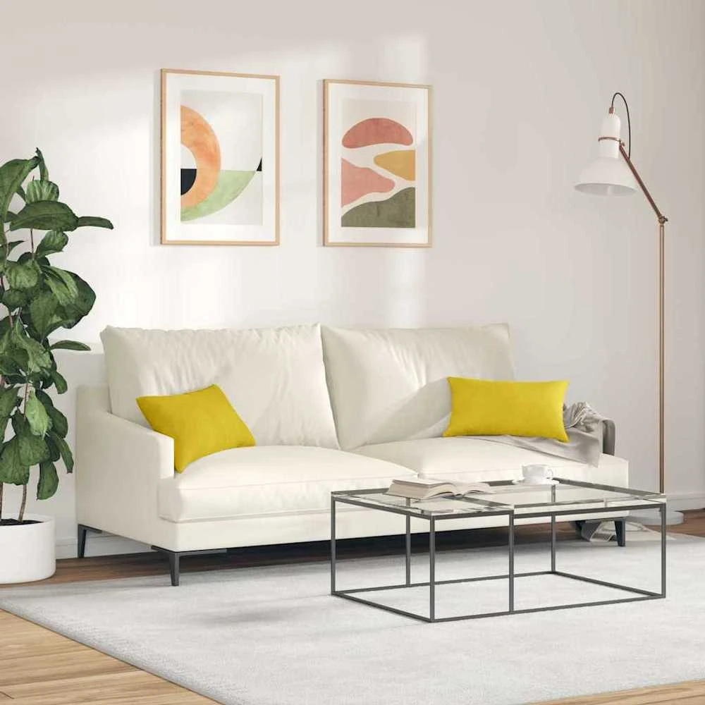 Sofa Pagalvės 2 pcs Geltona 50 x 30 cm Kordūrinis audinys