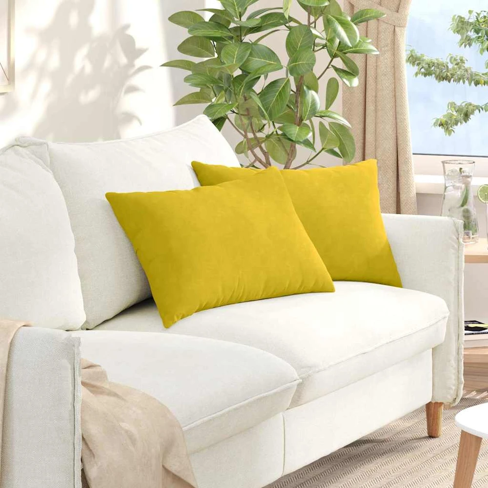 Sofa Pagalvės 2 pcs Geltona 60 x 40 cm Kordūrinis audinys