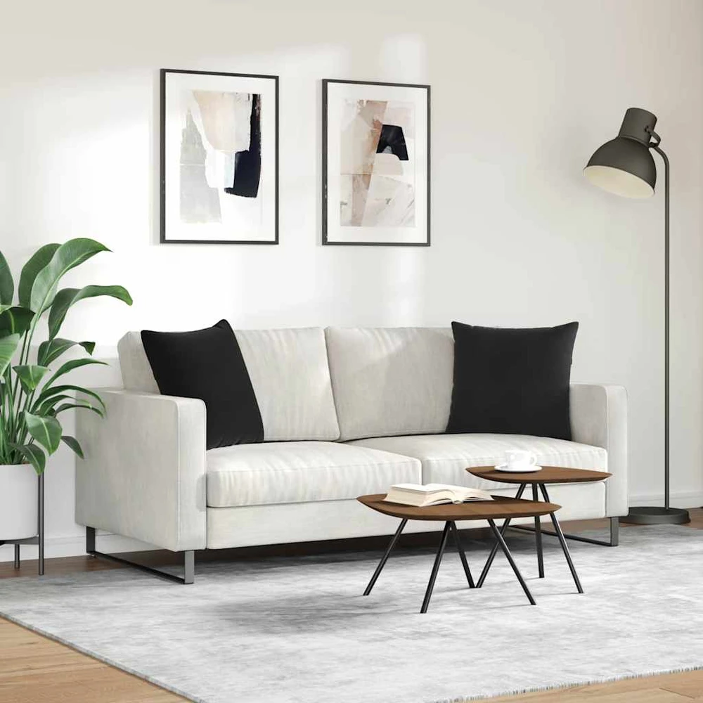 Sofa Pagalvės 2 pcs Juoda 50 x 50 cm Kordūrinis audinys