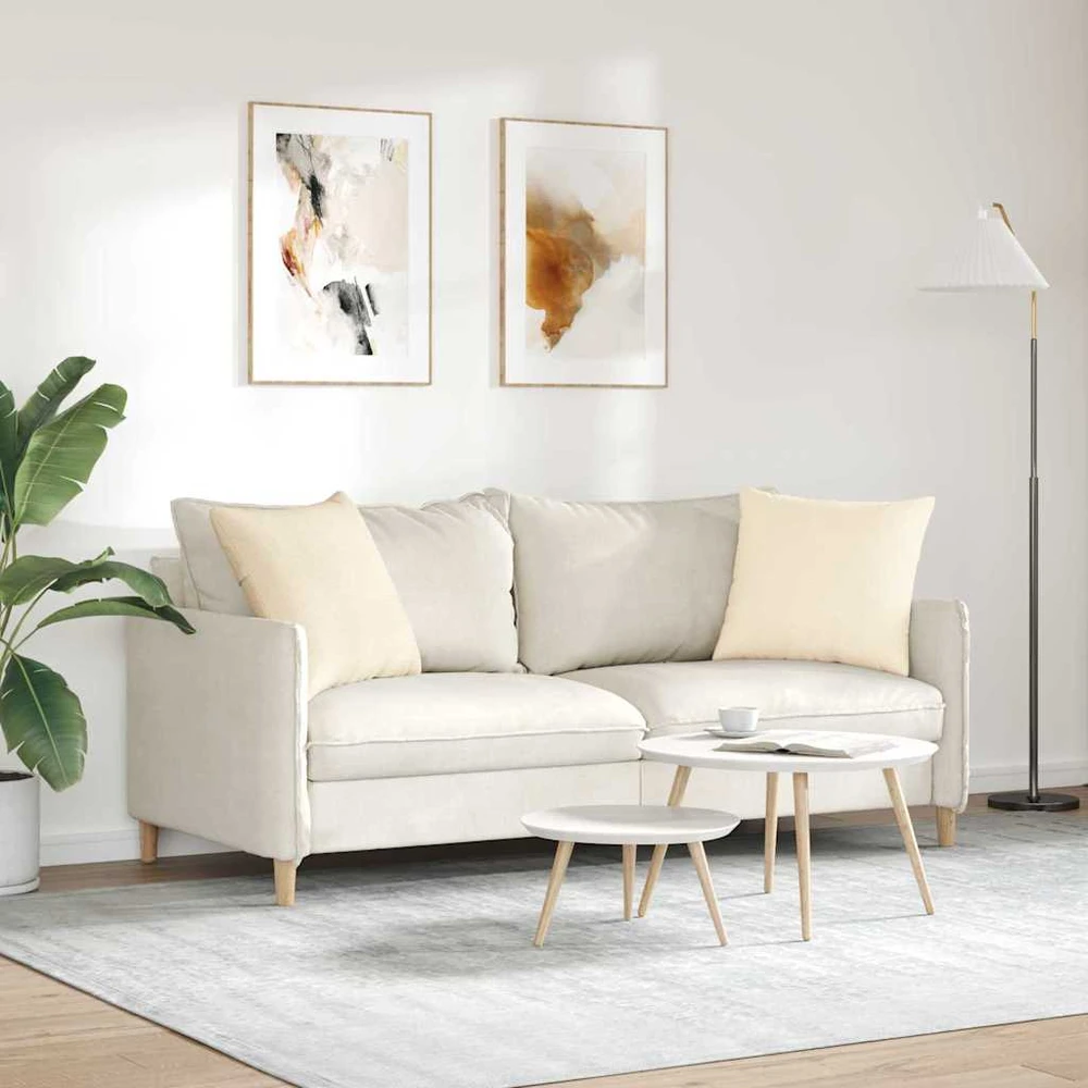 Sofa Pagalvės 2 pcs Kreminė 50 x 50 cm Kordūrinis audinys