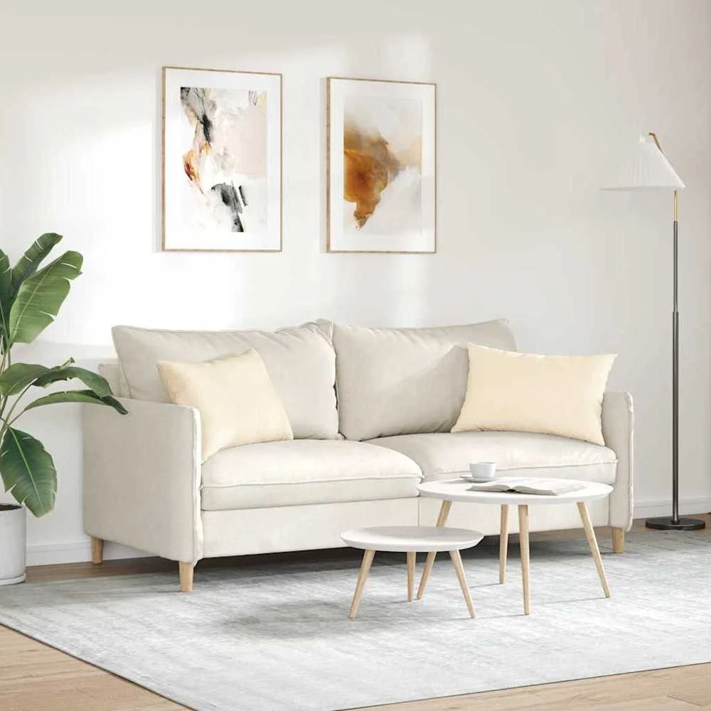 Sofa Pagalvės 2 pcs Kreminė 60 x 40 cm Kordūrinis audinys