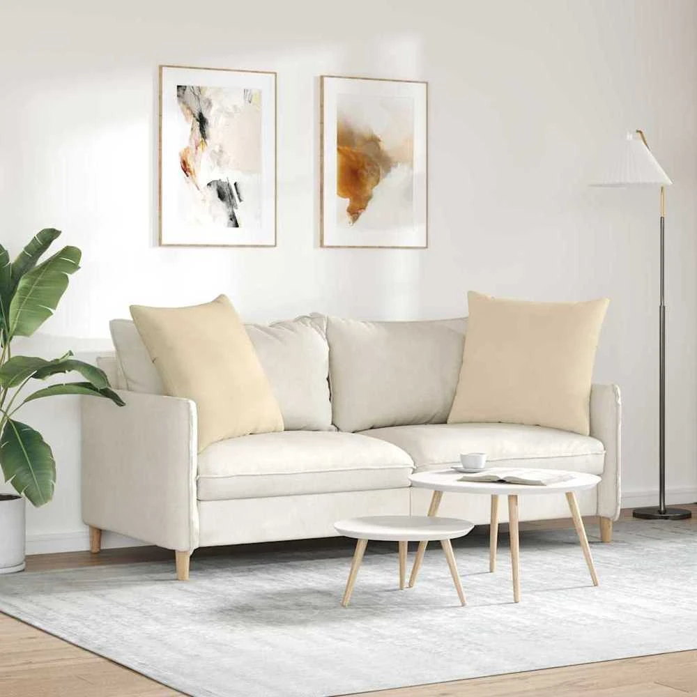 Sofa Pagalvės 2 vnt. audinys Kreminė 60 x 60 cm