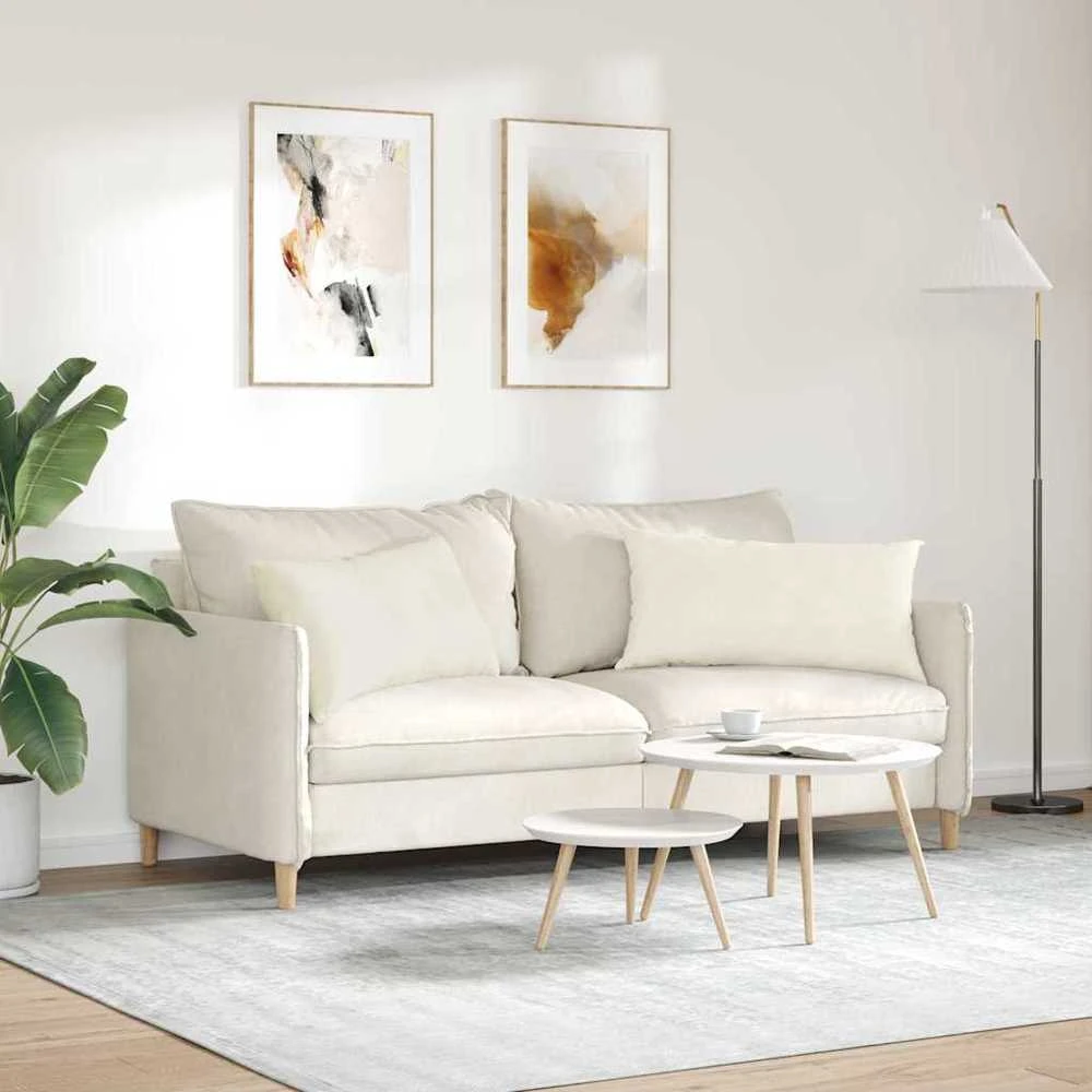 Sofa Pagalvės 2 pcs Kreminė 80 x 40 cm Kordūrinis audinys