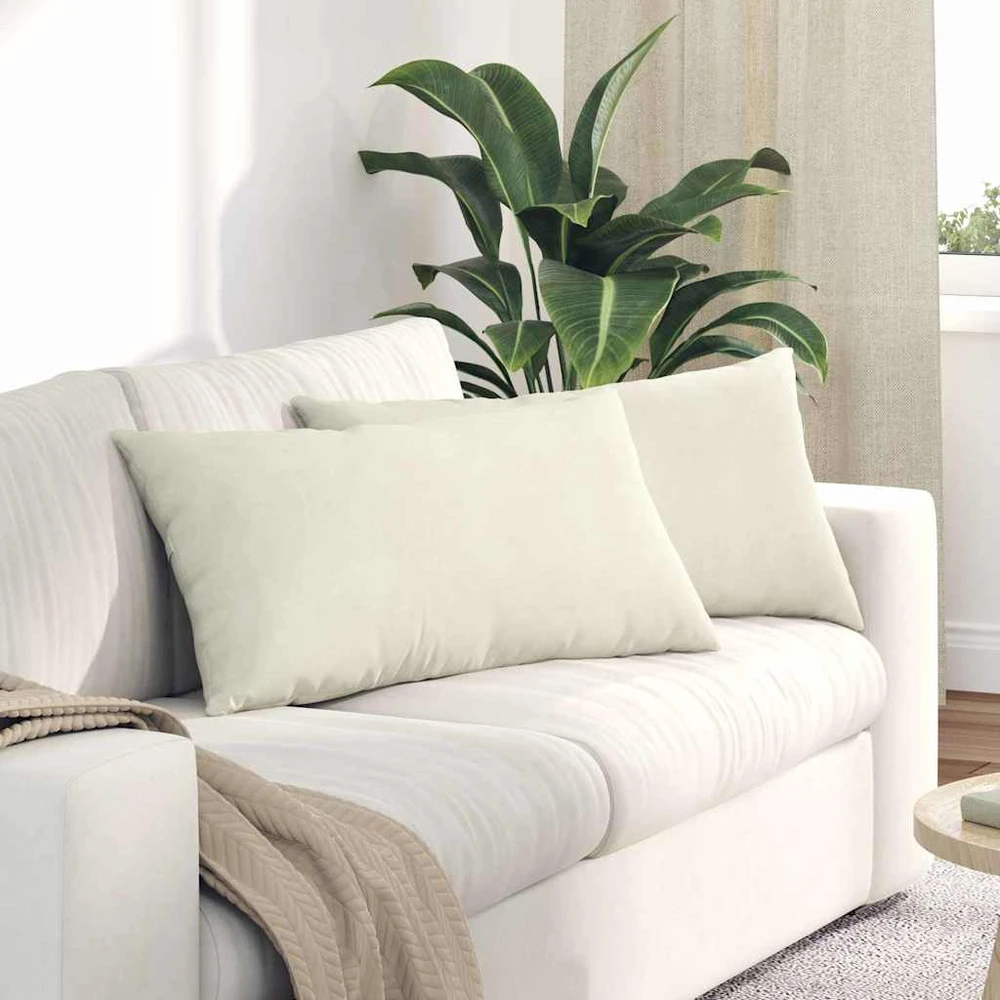 Sofa Pagalvės 2 pcs Kreminė 80 x 40 cm Kordūrinis audinys