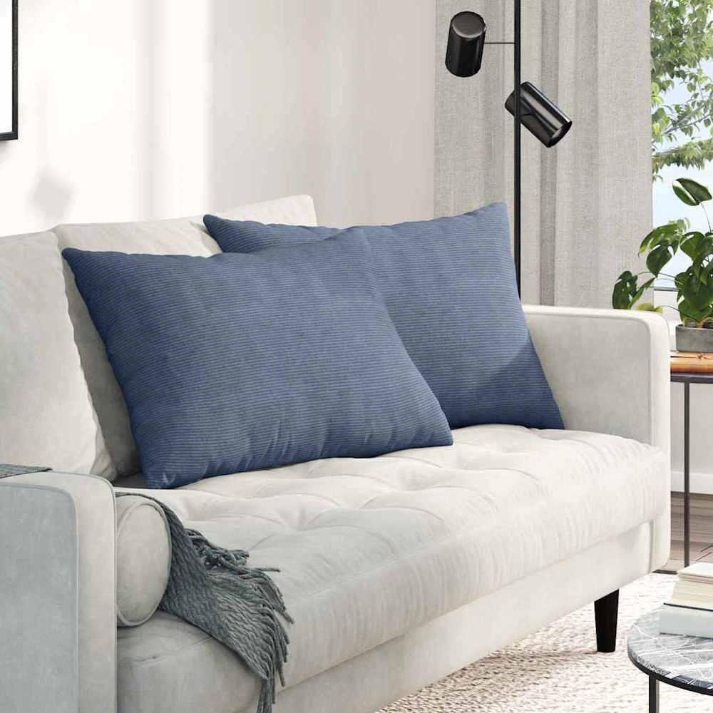 Sofa Pagalvės 2 pcs Mėlyna 70 x 50 cm Kordūrinis audinys