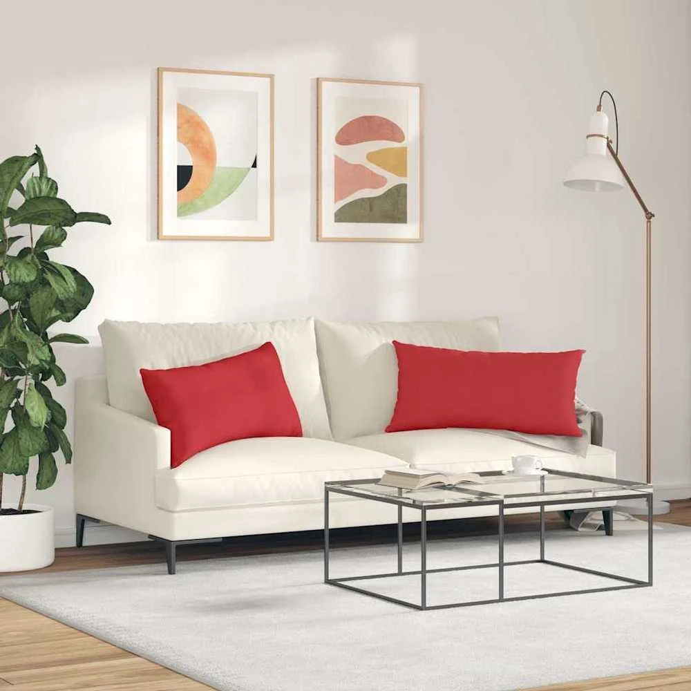 Sofa Pagalvės 2 vnt. audinys Raudona 80 x 40 cm