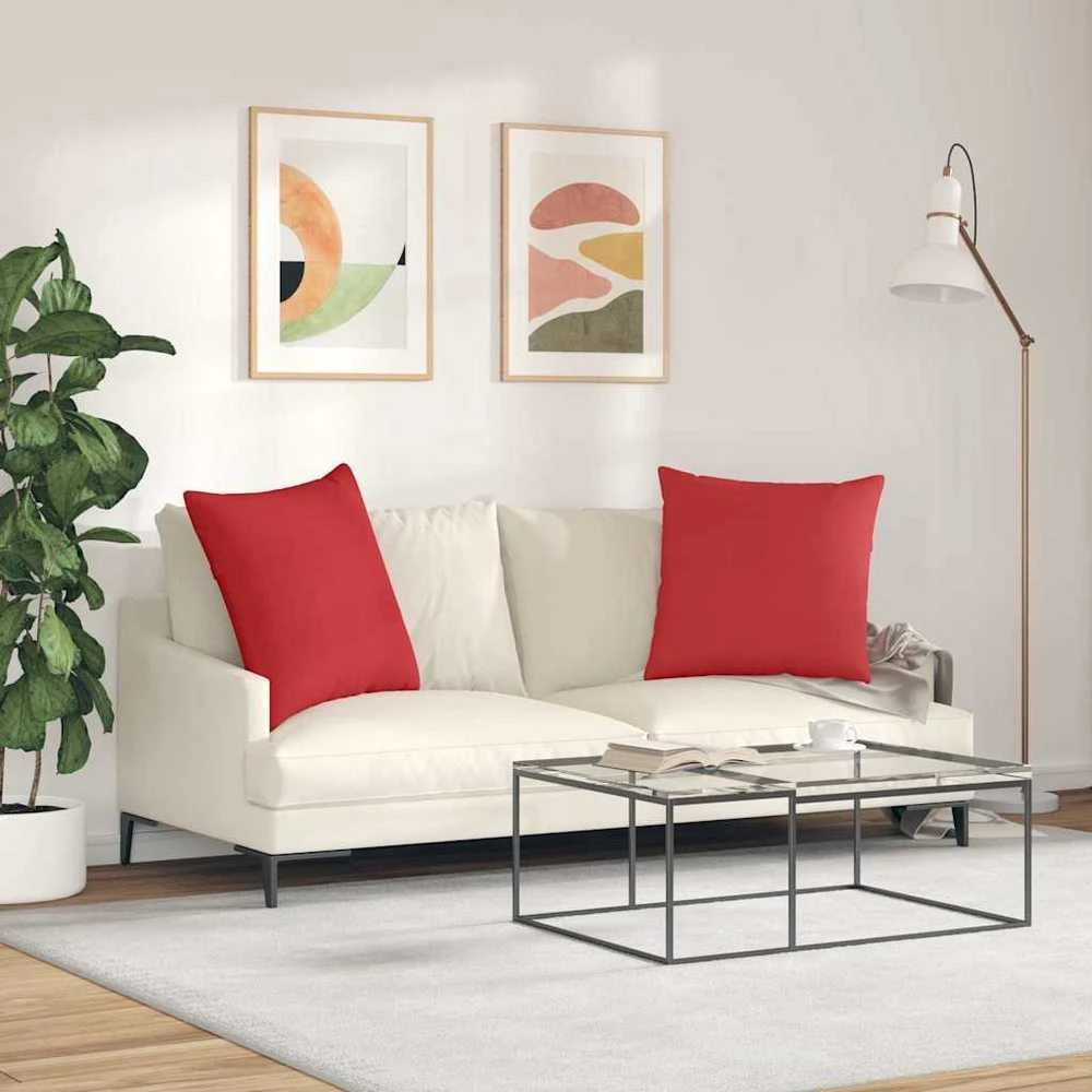 Sofa Pagalvės 2 vnt. audinys Raudona 80 x 80 cm