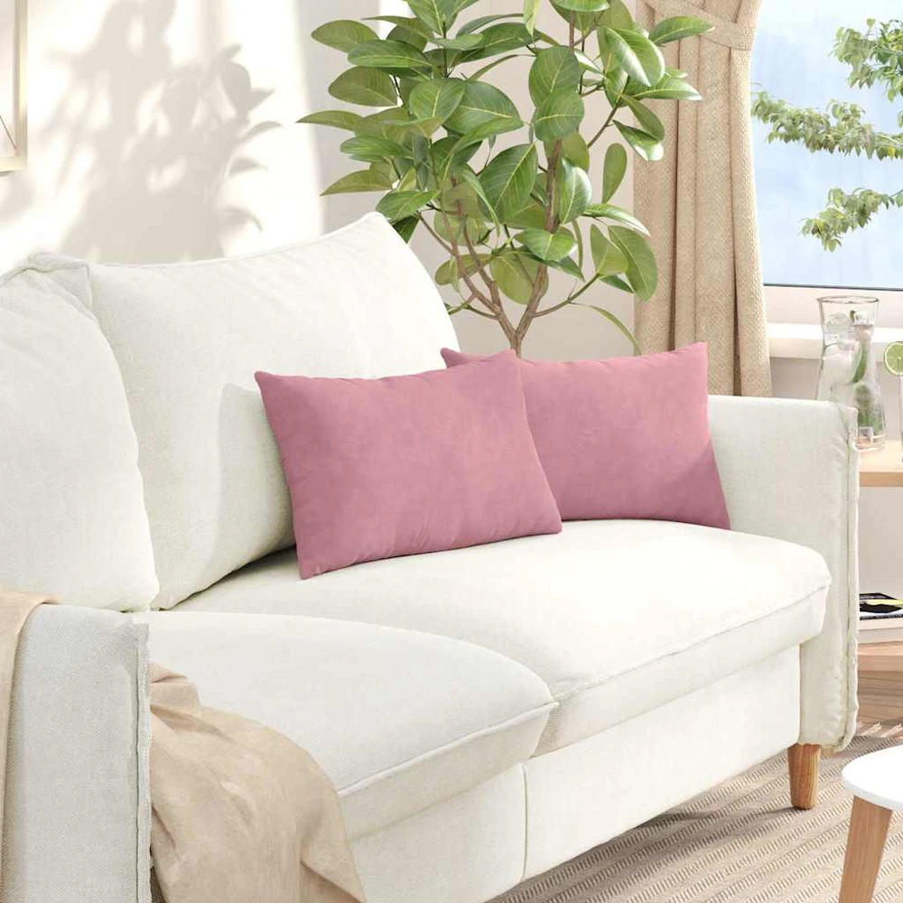 Sofa Pagalvės 2 pcs Rožinė 50 x 30 cm Kordūrinis audinys