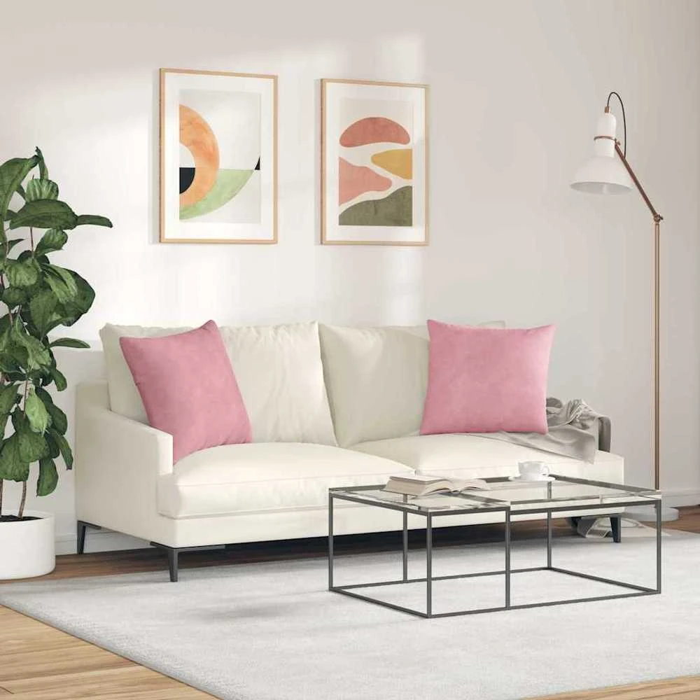 Sofa Pagalvės 2 pcs Rožinė 50 x 50 cm Kordūrinis audinys