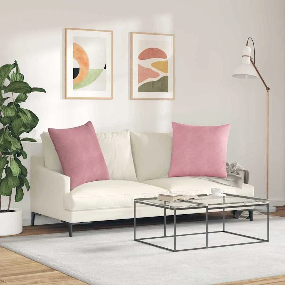 Sofa Pagalvės 2 pcs Rožinė 60 x 60 cm Kordūrinis audinys