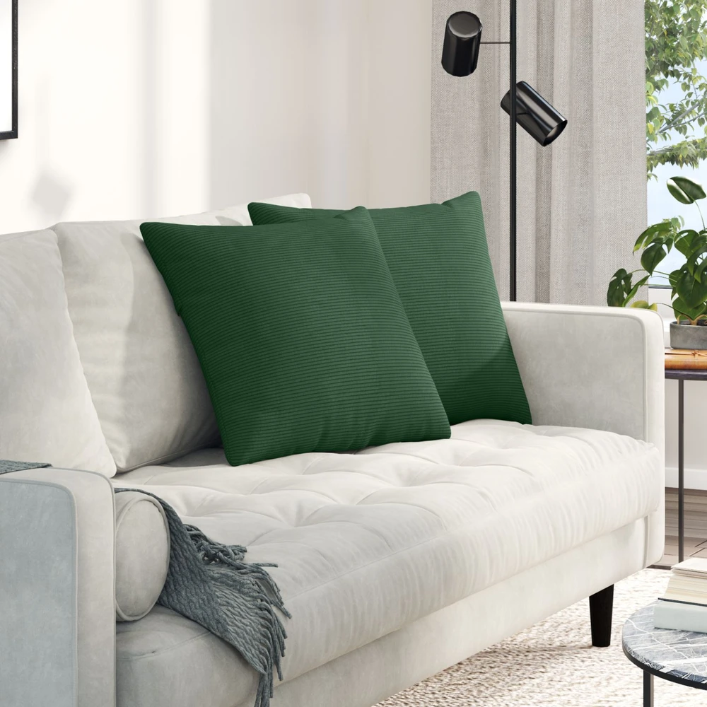 Sofa Pagalvės 2 pcs Tamsiai žalia 50 x 50 cm Kordūrinis audinys