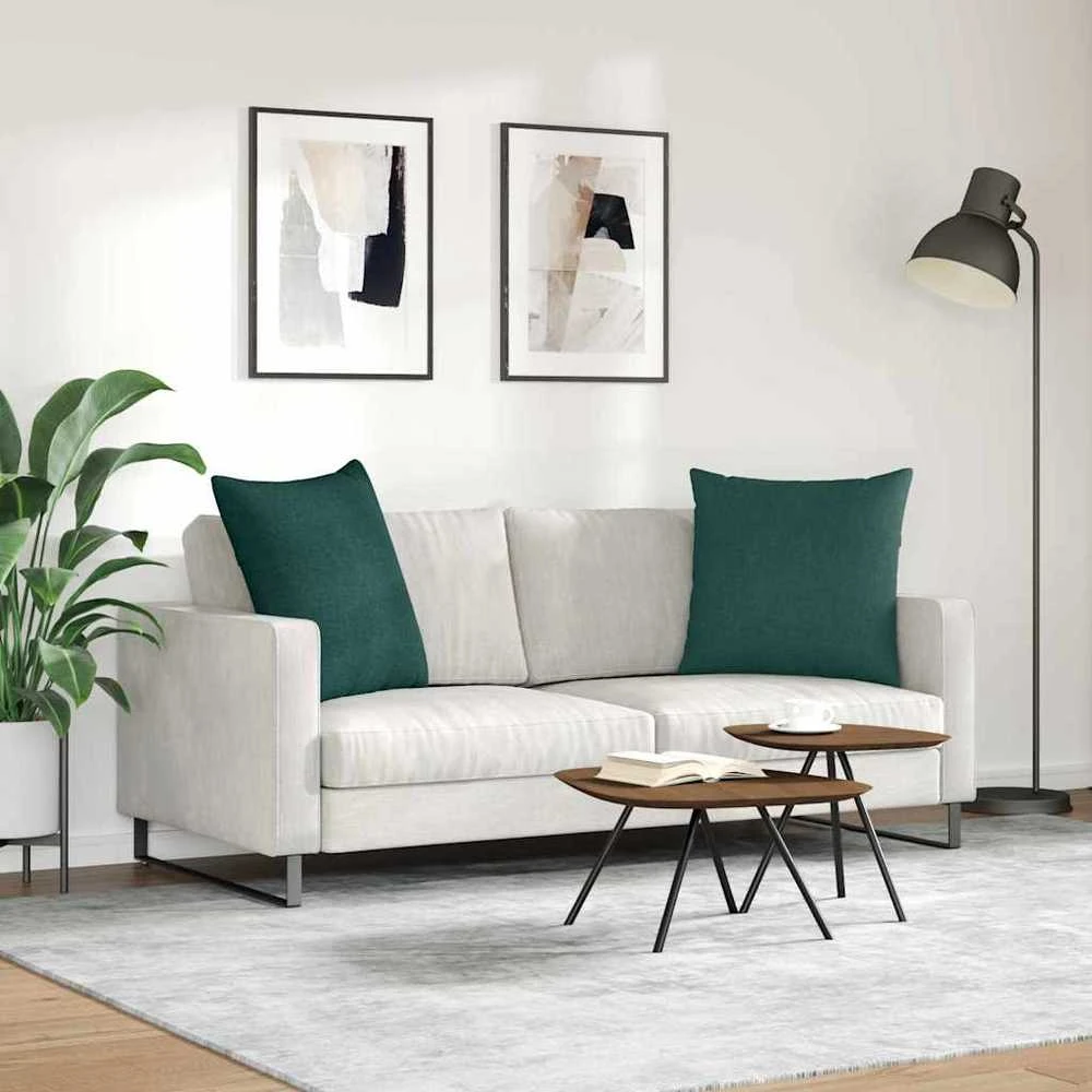 Sofa Pagalvės 2 vnt. audinys Tamsiai žalia 60 x 60 cm